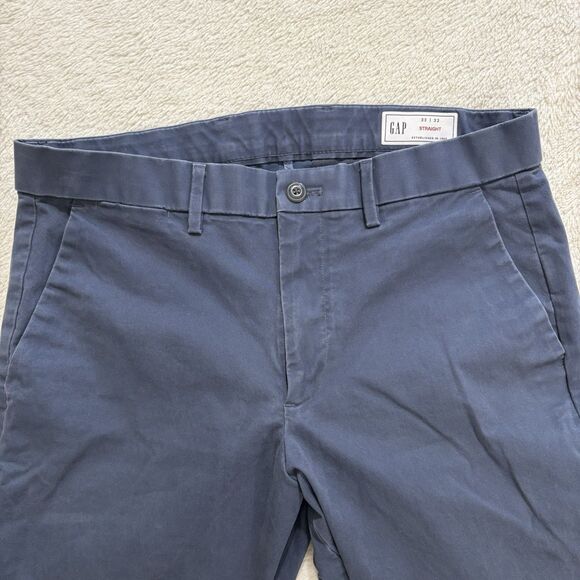 Gap Pants Chino Mens 33x32 Straight Fit Blue Performance Flat Front Khaki Casual - Picture 2 of 10
